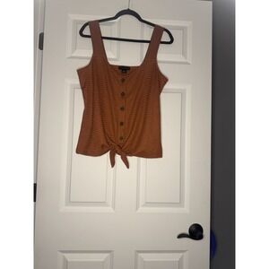 Sanctuary Golden Hour Button Down Tank Top Tie Front Xl Burnt Orange